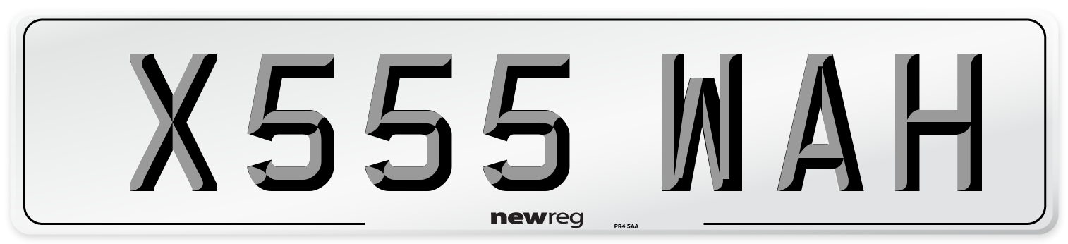 X555 WAH Number Plate from New Reg